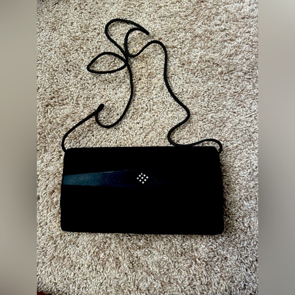 Handbags - Black crush, velour, elegant bag.